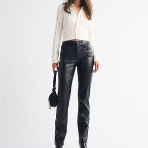 Abercrombie High Rise 90s Straight Vegan Leather Pant 31/12 Long EUC